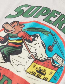 Camiseta Superdry Travel Postcard gris para hombre