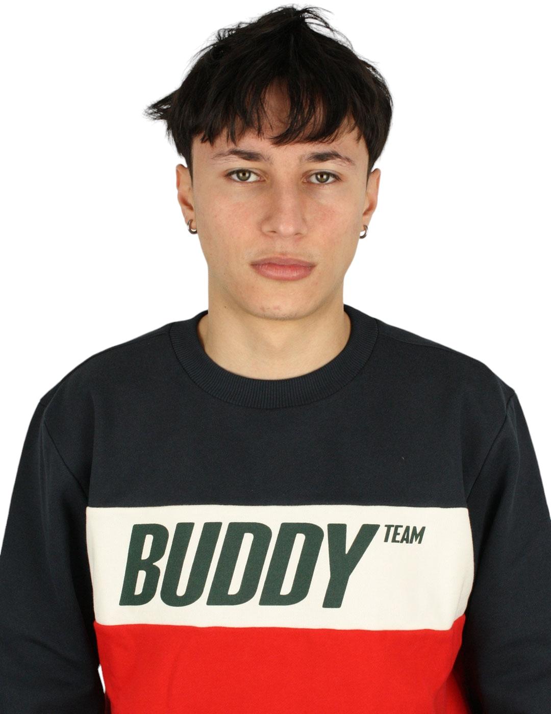 Sudadera Buddy Riscas marino, blanco y rojo