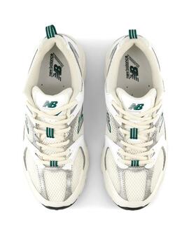 Zapatillas New Balance 530 blancas con la N verde