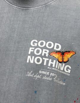 Camiseta Oversized GFN gris con mariposas