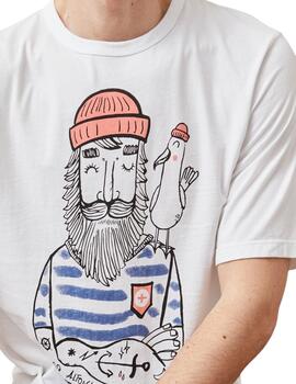 Camiseta Altona Dock blanca marinero Hipster