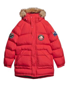 Parka Superdry roja con parches