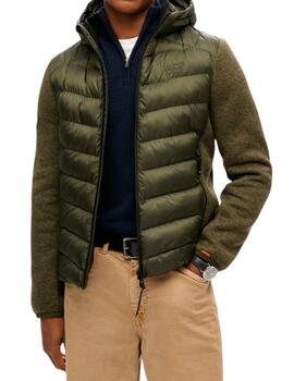 Chaqueta Superdry verde con mangas de sudadera