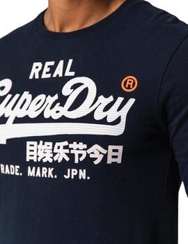 Camiseta Superdry manga larga azul marino