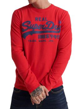 Camiseta Superdry manga larga roja