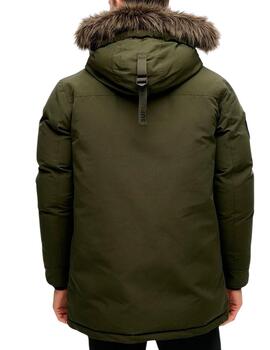 Abrigo Superdry verde militar con capucha de pelo