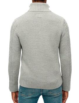 Jersey Superdry gris cuello cremallera