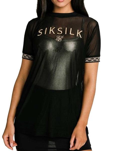 Caña pedal Viva Camiseta Siksilk Luxury malla negra mujer
