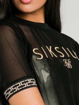 Caña pedal Viva Camiseta Siksilk Luxury malla negra mujer