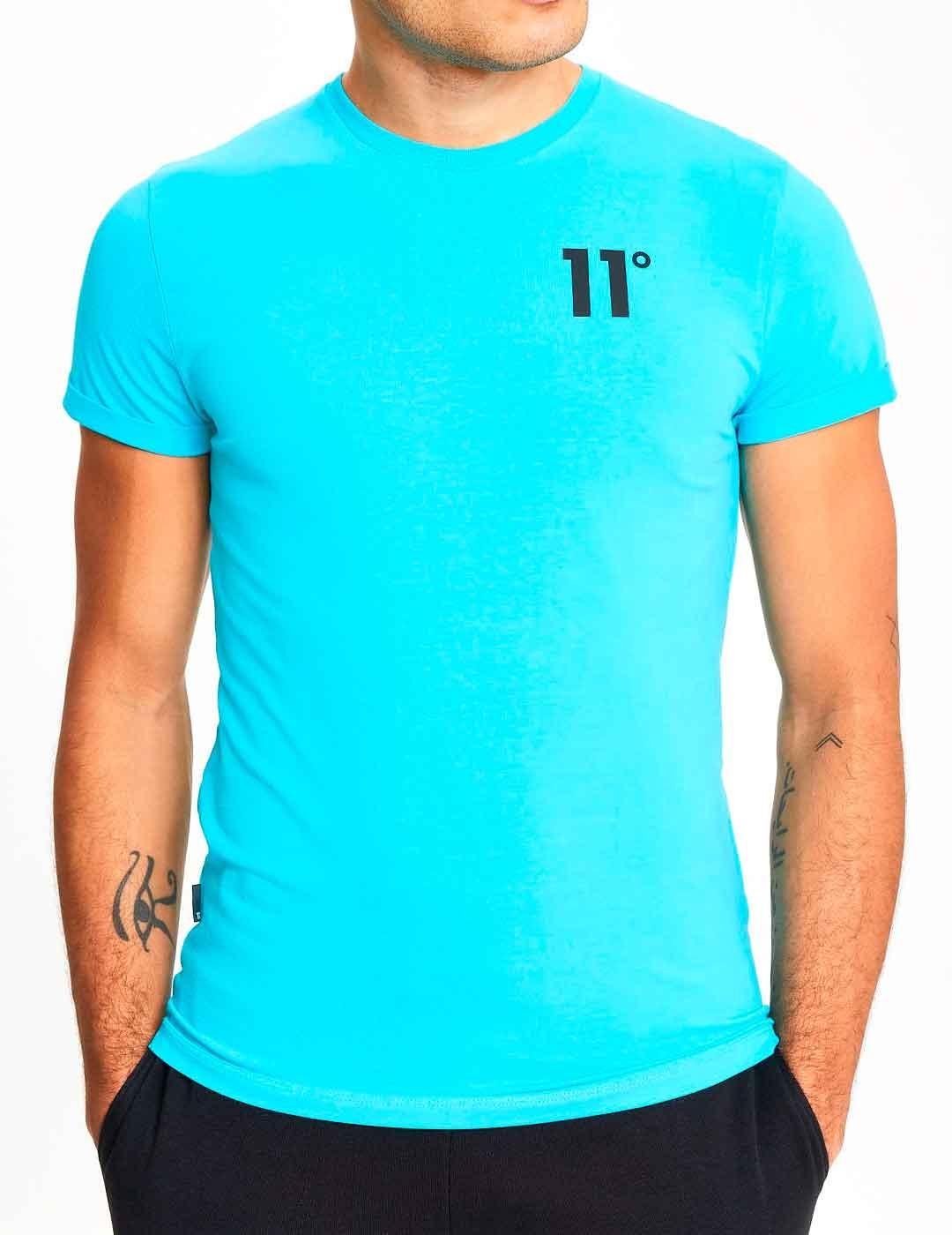 Camiseta 11 Degrees ajustada azul turquesa hombre